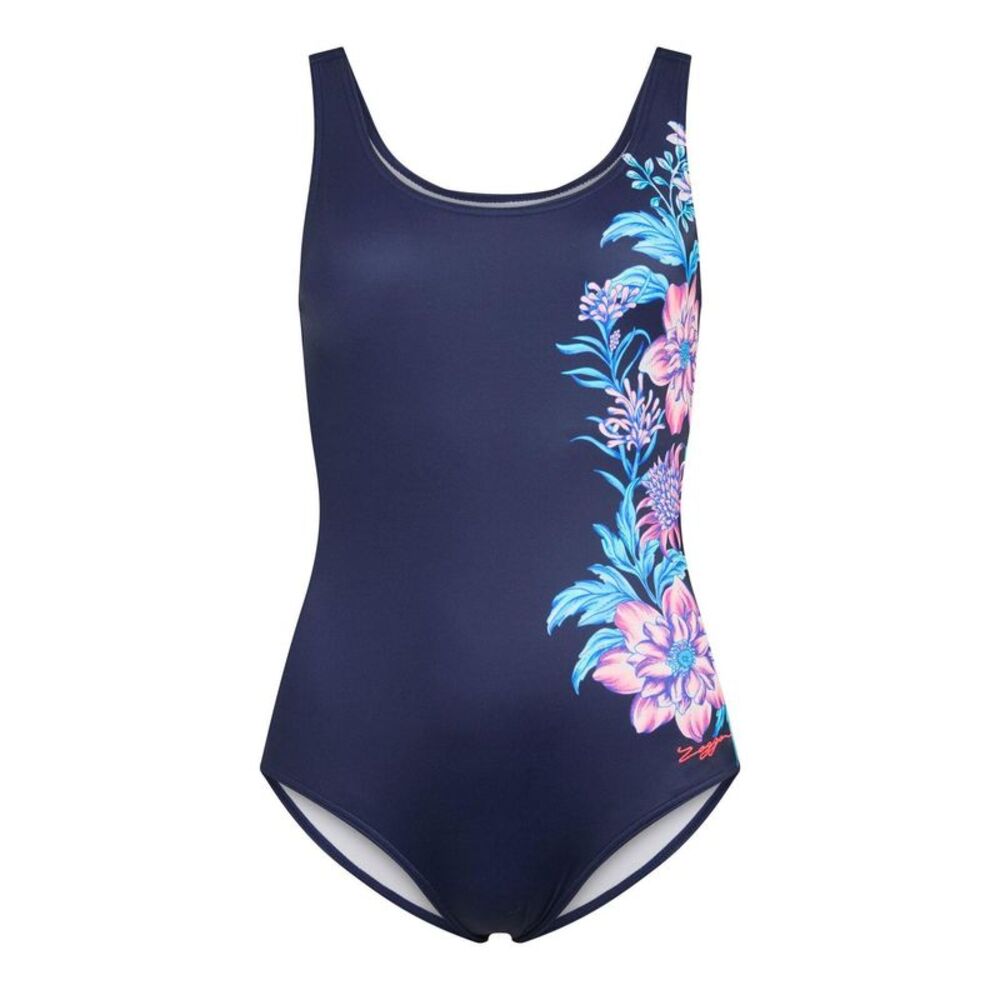 Zoggs Womens/Ladies Rose Scoopback Swimming One Piece Bathing Suit / Blue